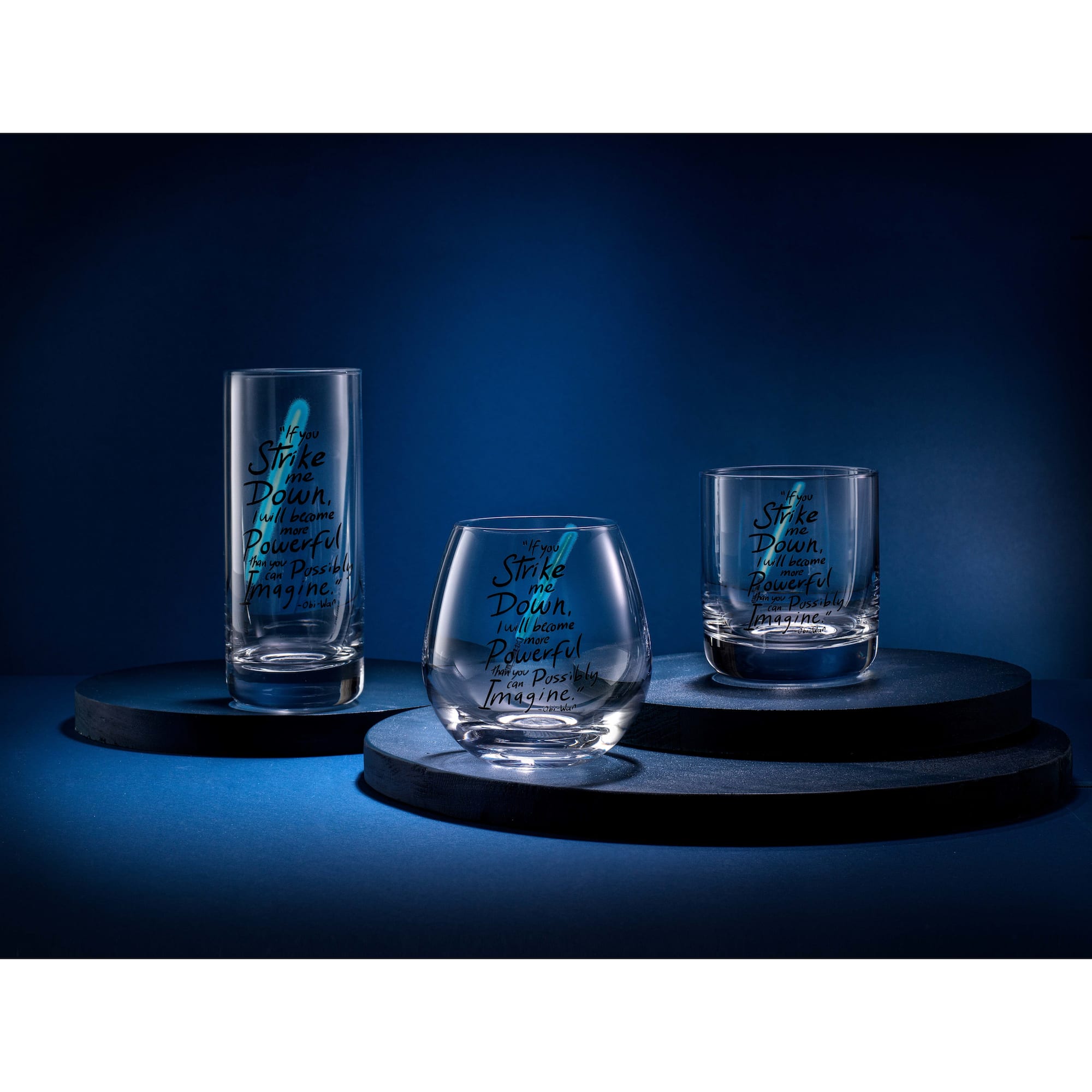 JoyJolt® Star Wars™ 15oz. New Hope Obi-Wan Kenobi Blue Lightsaber Stemless Drinking Glass, 2ct.